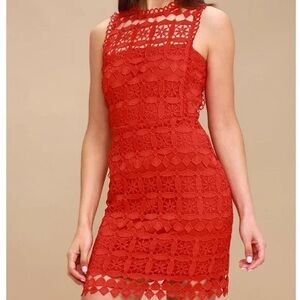 Lulus pay tribute red crochet dress
